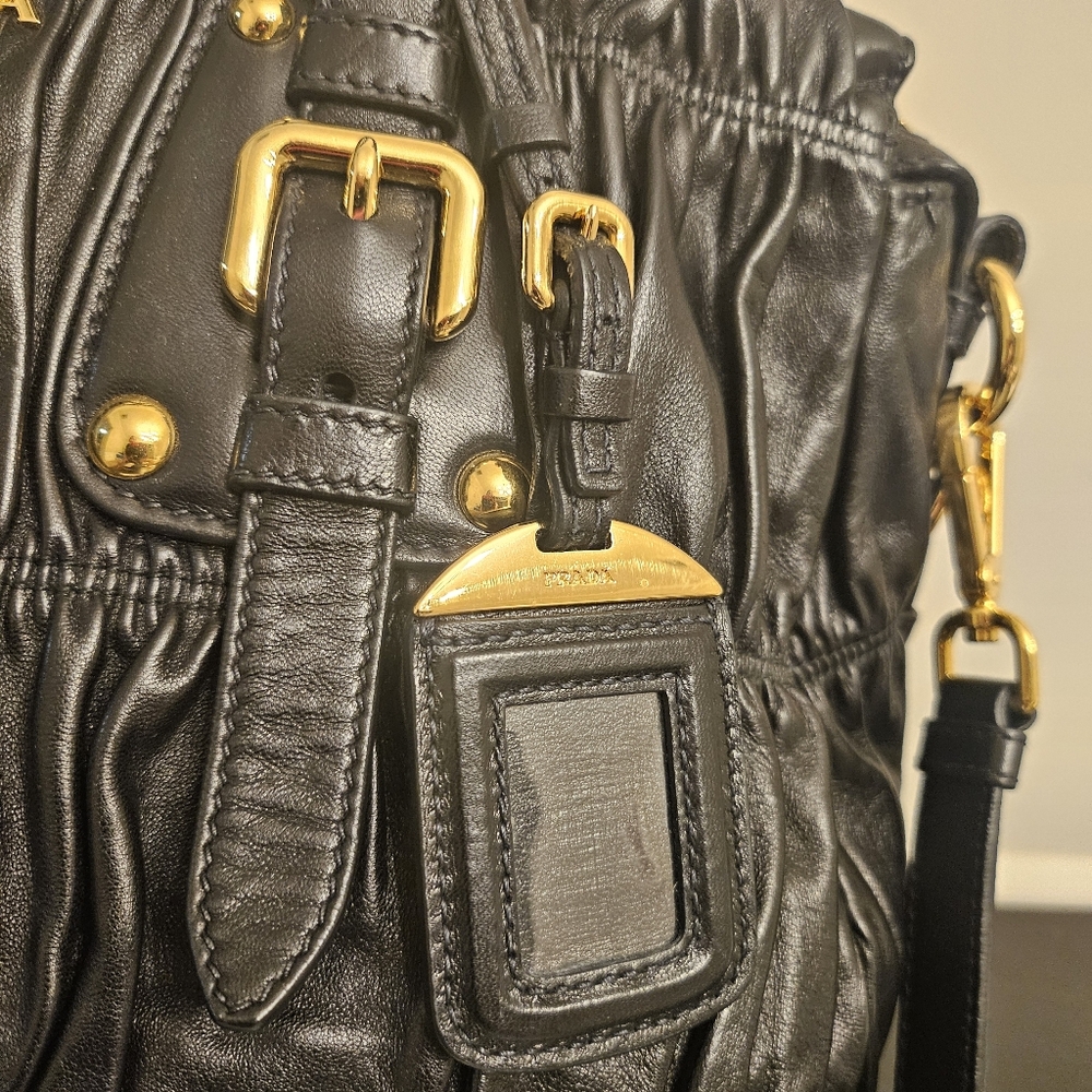 Prada Nappa Gaufre Ruched Leather Tote - Picture 5 of 14